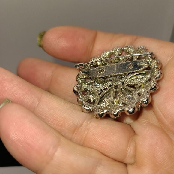 Topaz and Gold Tone Color Brooch - Picture 3 of 6